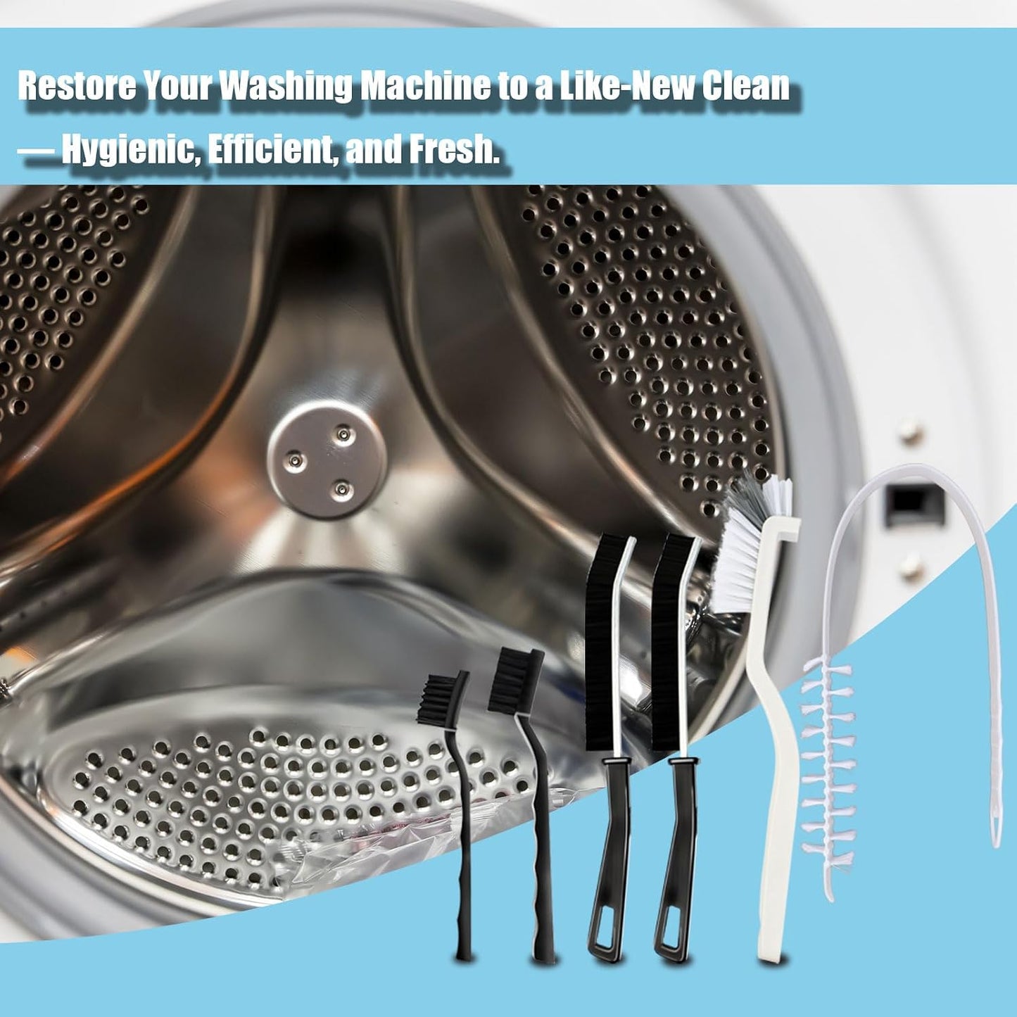 Washing Machine Cleaning Brush,Dryer Vent Cleaner Kit,Crevice Brush for Bathroom, Shower & Kitchen - Scrub Brushes with Long Handle,Household Cleaning Tools Tile, Bathtub, Sink, Grout Cleaning Brushes | Crevice Brush for Bathroom, Shower & Kitchen Scrub