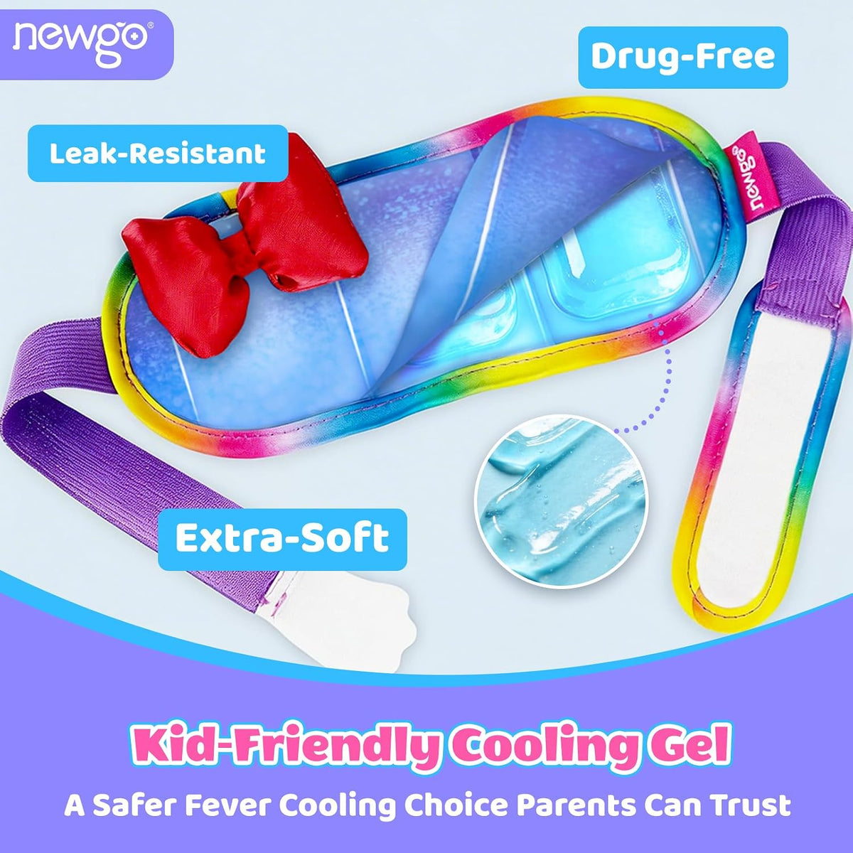 NEWGO Kids Head Ice Pack Wrap, Ice Pack for Toddler Fever & Boo Boos