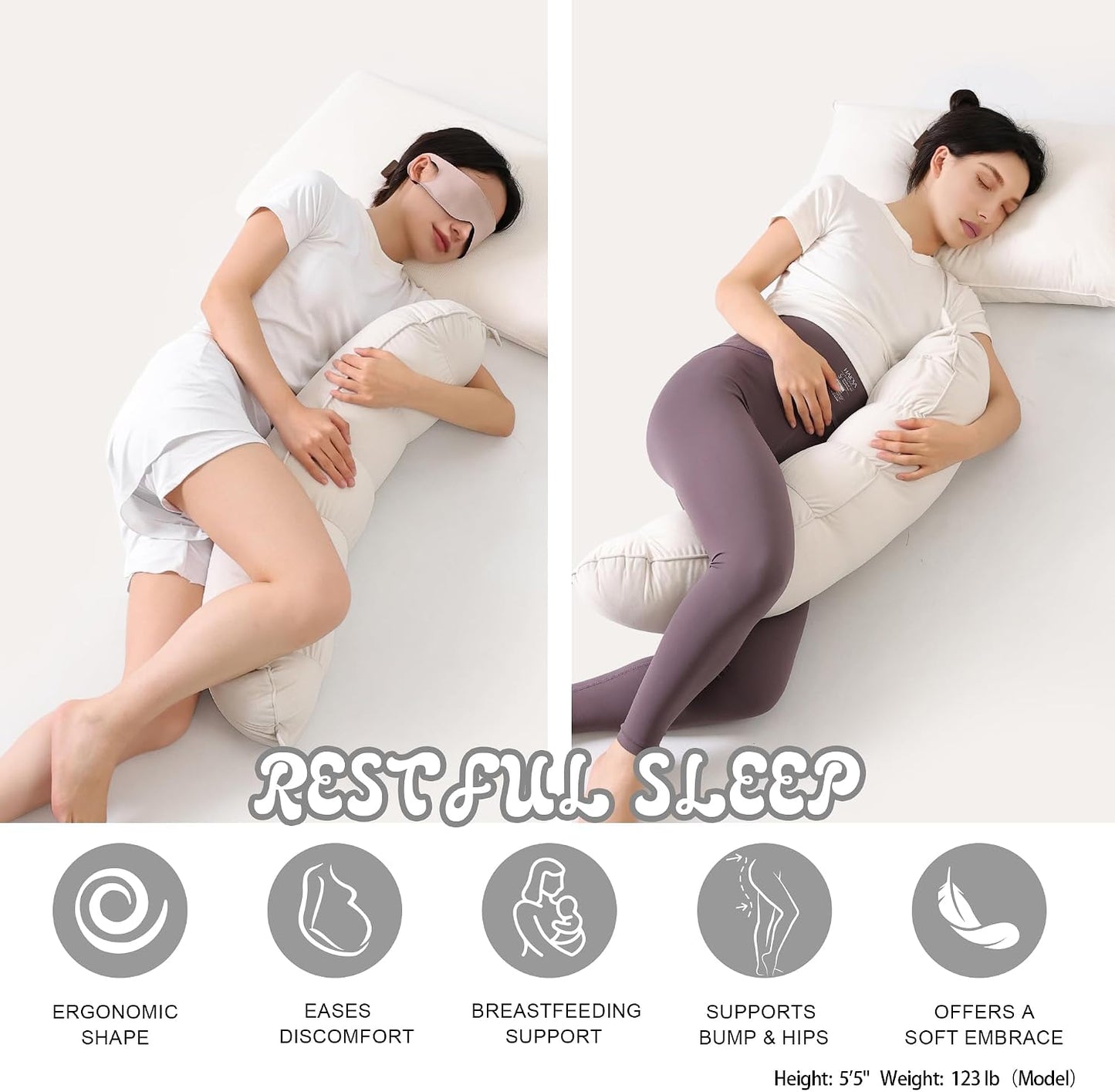 Peallow(Pat. Pend) – Long Round Body Pillow for Adults, Bolster Pillow for Sleeping, Soft and Supportive Pillow for Sleeping & Lumbar Support (Green-White, 29.5")
