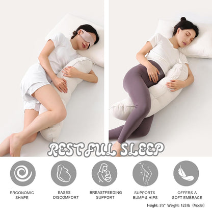 Peallow(Pat. Pend) – Long Round Body Pillow for Adults, Bolster Pillow for Sleeping, Soft and Supportive Pillow for Sleeping & Lumbar Support (Green-White, 29.5")
