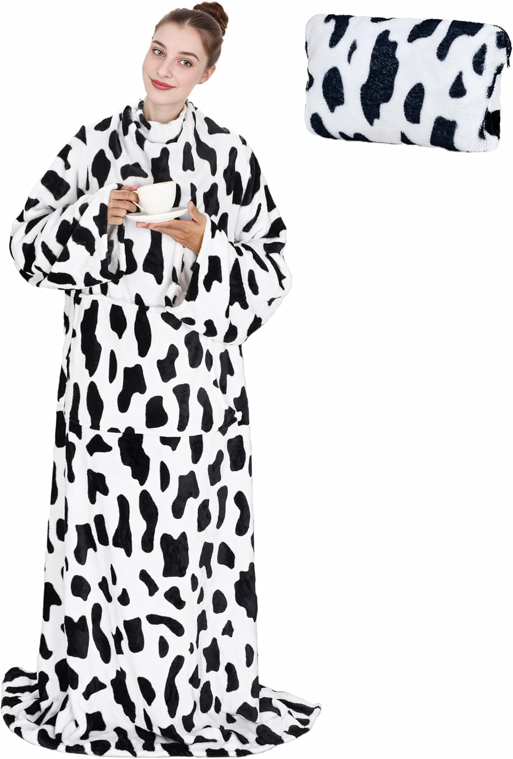 Solaris Wearable Blanket with Sleeves for Adults, Softness Comfort Warmth Fleece Gift for Women Men, Snuggy Body Throw TV Blanket for Home Office Lounge, Gift for Your Lover