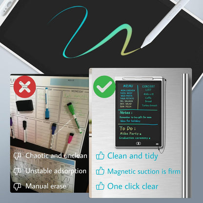 Magnetic Weekly Chore Chart for Adults, 9.8”×6.7” Small to Do List Dry Erase Board for Fridge Grocery Shopping Kitchen Menu Planning Whiteboard Refrigerator Digital Notepad Blackboard Meal Planner