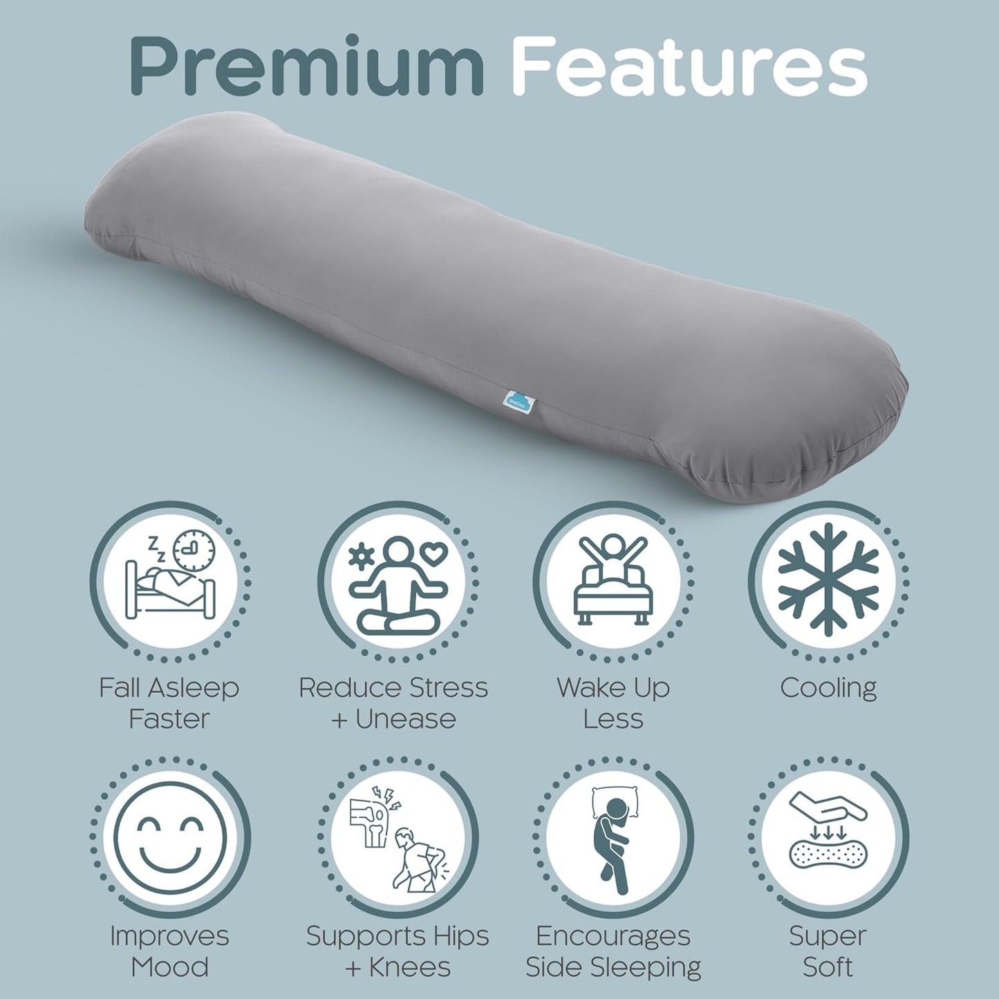 Weighted Body Pillow 6.5lbs, Cooling Tencel Cover, 41” x 10” | Calming Weighted Comfort, Breathable Cooling Cover, Machine Washable, Made for Side Sleepers, 12 Month Warranty
