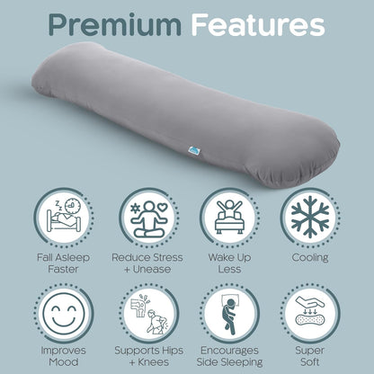 Weighted Body Pillow 6.5lbs, Cooling Tencel Cover, 41” x 10” | Calming Weighted Comfort, Breathable Cooling Cover, Machine Washable, Made for Side Sleepers, 12 Month Warranty