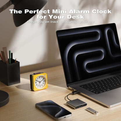 AYRELY® 2.6" × 1.4" Ultra Small Battery Operated Analog Travel Alarm Clock