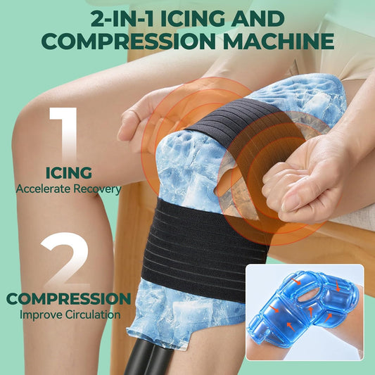 Ice Machine for Knee After Surgery w/Compression, Hip Replacement Cold Therapy Machine, Cryocuff Wrap Pack for Shoulder Recovery, ACL Cold Circulation System