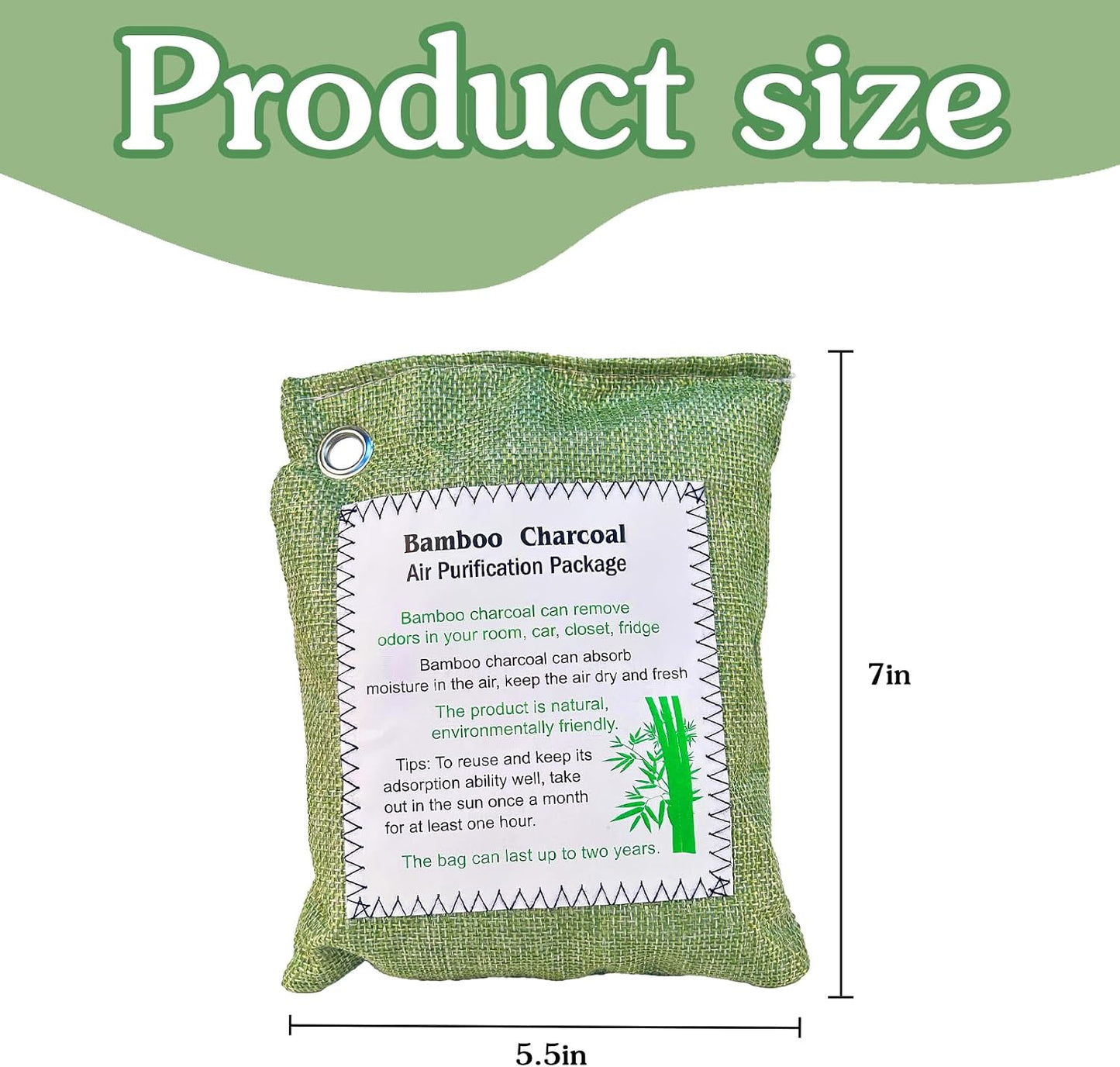 Bamboo Charcoal Air Purifying Bag, Activated Charcoal Odor Absorber Moisture Absorber Car Fresheners Odor Eliminator for Home Car Closet Refrigerator Shoe Smell Remover Gym Bag Deodorizer, Grey