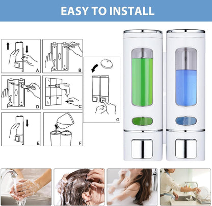 Single Wall Mounted Hand Soap Dispenser, 13.5oz/400ml Black Showe | Clear Refillable Liquid Lotion Soap Dispenser, Gel Container Shower Pump Dispenser and Organizer for Bathroom Kitchen