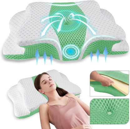 Pain Relief Cervical Pillow for Neck Support, Adjustable Ergonomic Pillow | Cozy Sleeping, Odorless Orthopedic Memory Foam Pillow, Contour Bed Pillow for Side Back Stomach Sleeper