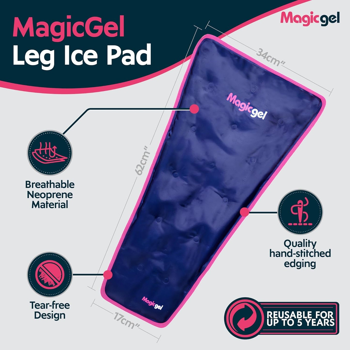 Magic Gel Leg Ice Pack - Professional Cold Therapy - Wrap Around Shin Ice Packs - Full Leg Ice Pack Wrap Around Entire Leg - Cool Down Your Legs Shins Hamstrings - Ice Packs Sleeve