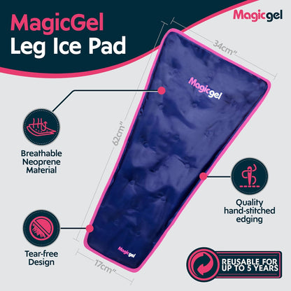 Magic Gel Leg Ice Pack - Professional Cold Therapy - Wrap Around Shin Ice Packs - Full Leg Ice Pack Wrap Around Entire Leg - Cool Down Your Legs Shins Hamstrings - Ice Packs Sleeve