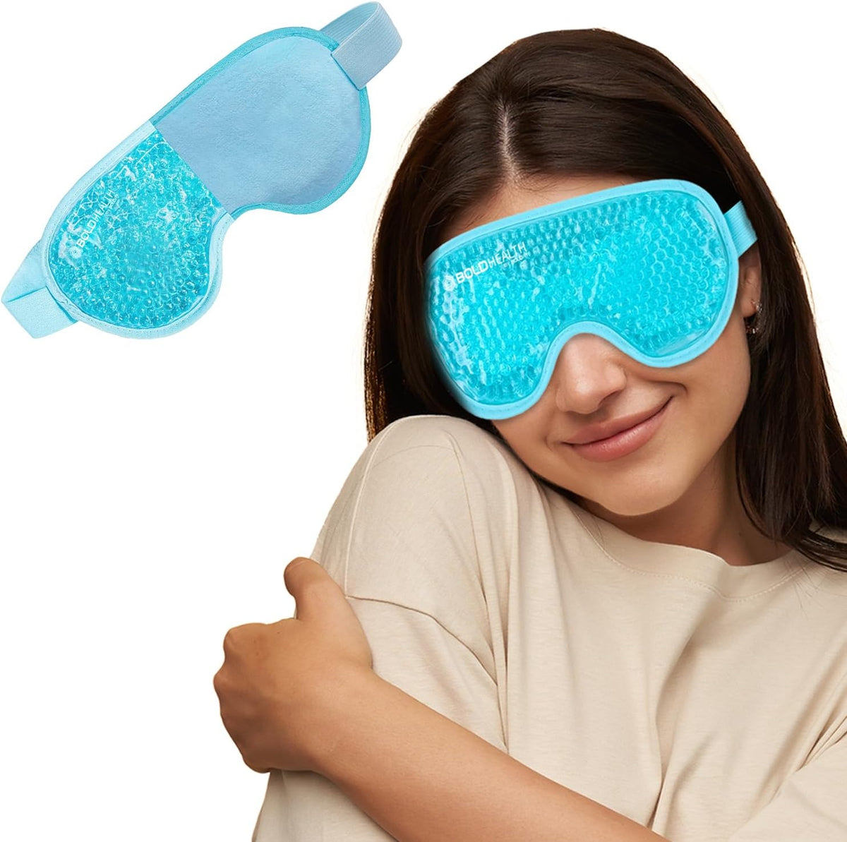 Premium Cooling Gel Eye Mask with Beads for Sleeping, Ice Pad Relief for Men & Women, Blue
