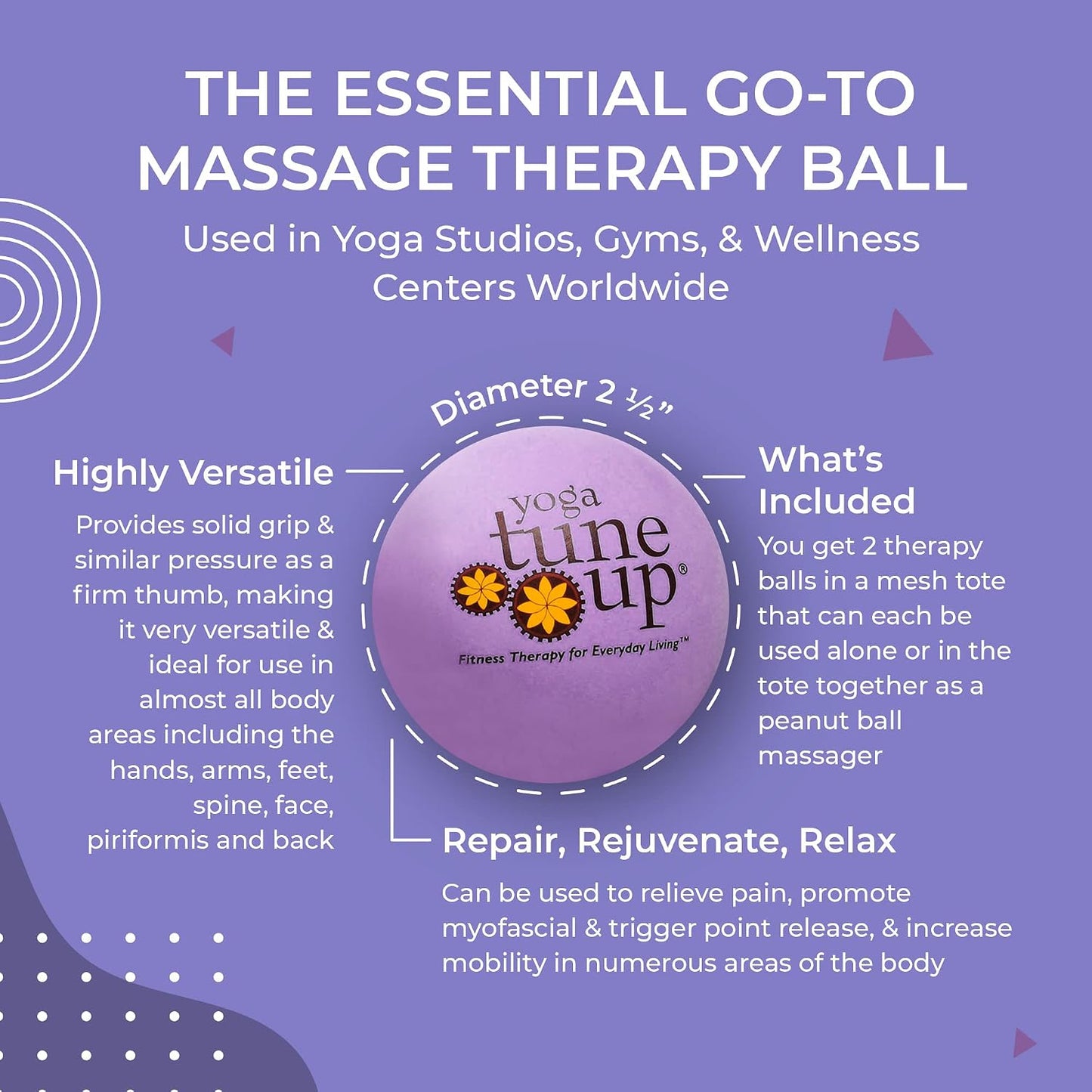YOGA TUNE UP® Therapy Balls in Tote by Tune Up Fitness - Massage Balls for Trigger Point, Pressure Point & Myofascial Release - Use as Single or Peanut Ball for Pain Relief & Relaxation (Aqua Blue)