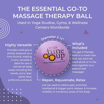 YOGA TUNE UP® Therapy Balls in Tote by Tune Up Fitness - Massage Balls for Trigger Point, Pressure Point & Myofascial Release - Use as Single or Peanut Ball for Pain Relief & Relaxation (Aqua Blue)