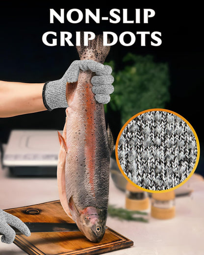 Evridwear Level 5 Cut Resistant Gloves with Non-Slip Grip, 2 Pairs | HPPE Material, Food Safe, Comfortable & Breathable, Kitchen, Crafting & DIY Projects(M, Pink+Gray)