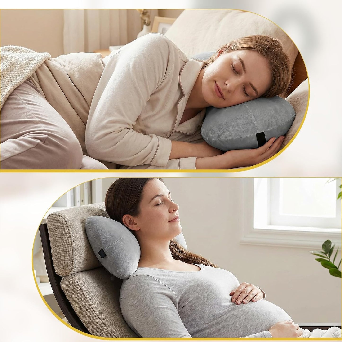 1Pc Neck Headrest Pillow for Recliner Armchairs, Bone Shaped Chair Head Cushion Plush Curve Cervical Roll Pillow with Adjustable Strap for Sleeping Neck Support Pain Relief Car Airplane Travel