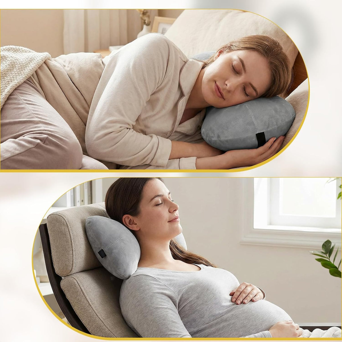 1Pc Neck Headrest Pillow for Recliner Armchairs, Bone Shaped Chair Head Cushion Plush Curve Cervical Roll Pillow with Adjustable Strap for Sleeping Neck Support Pain Relief Car Airplane Travel