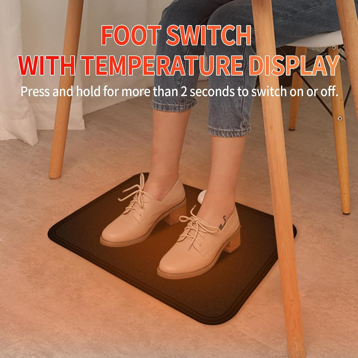 Electric Heated Floor Mats - AC 110V Foot Heater, Heated Foot Warmer Mat Under Desk for Office and Home (Black)