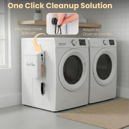 TIRIA Magnetic Lint Bin Wall Mount Metal Dryer Lint Collector Trash Cans 5L | For Laundry Room With Lid, Strong Nylon Brush, Iron Black Magnetic Hook, Adhesive Hooks, Compact Space Saving Metal Design 5L