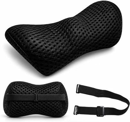 Ergonomic Lumbar Support Pillow, Memory Foam Back Cushion | Back Pillow for Low Back Pain Relief, Ergonomic Support with Detachable Fixation Band for Office Chair, Car Seat and Recliner