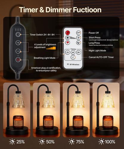 Candle Warmer Lamp with Timer Dimmer,2 Bulbs, Round