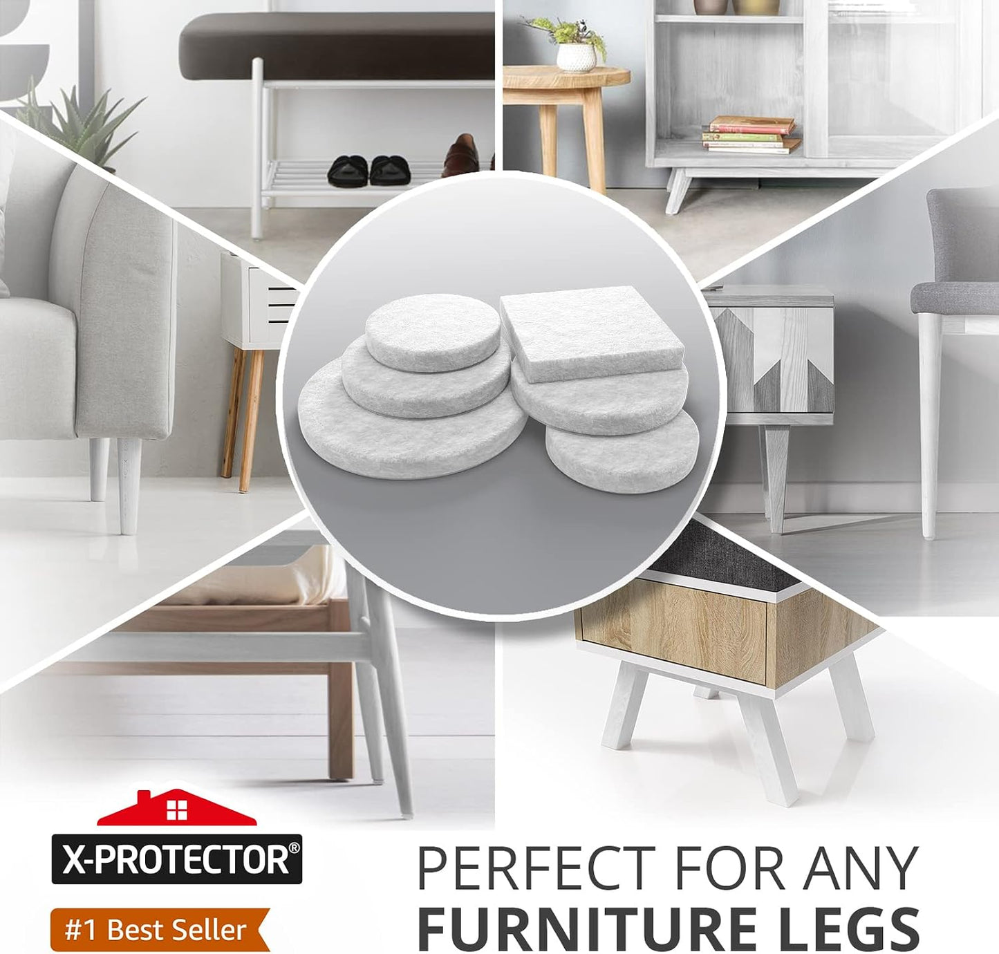 Felt Furniture Pads X-PROTECTOR 235 PCS Premium Furniture Pads - Felt Pads Furniture Feet Best Wood Floor Protectors - Protect Your Hardwood & Laminate Flooring! | Furniture Feet Best Wood Floor Protectors - Protect Your Hardwood & Laminate Flooring!