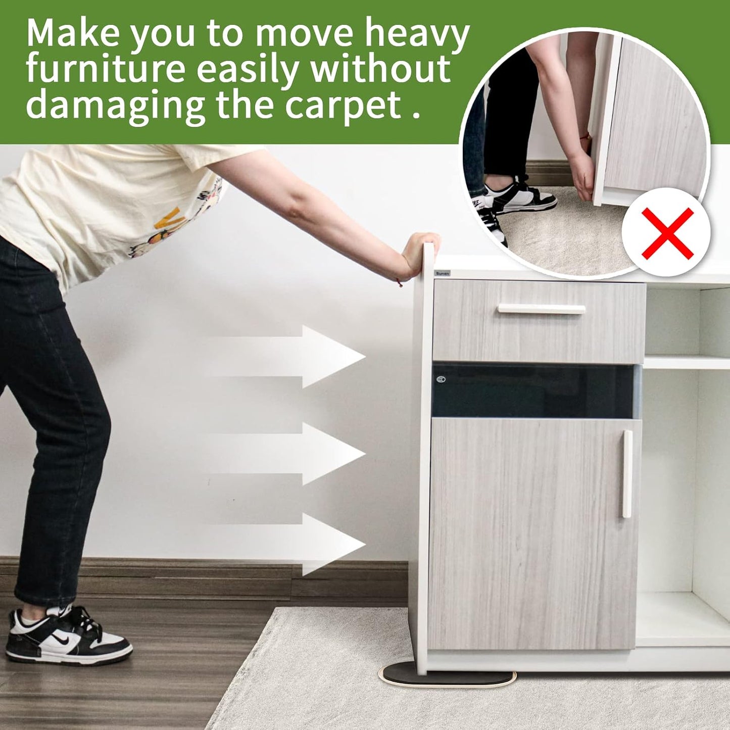 Furniture Sliders for Carpet 8 PCS - 3 1/2" Beige | Furniture Moving Sliders, Chair Leg Floor Protectors, Carpet Sliders for Furniture - Move Your Furniture Easily & Safely