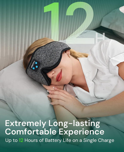 3D Sleep Mask with Bluetooth Headphones, Wireless Sleep Headphones for Side Sleepers, Noise Cancelling Eye Mask for Nap, Soft Sleeping Mask for Women Men, Blackout Sleep Mask with Built-in Speakers