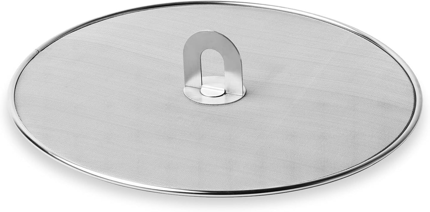 Homestia Splatter Screen for Frying Pan, 10 Inch Grease Splatter Guard | 304 Stainless Steel Ultra Fine Mesh Lids, Splatter Screen for Cooking, Rust-Free - No Oil Mess, No Burns, with Fold Flat Knob