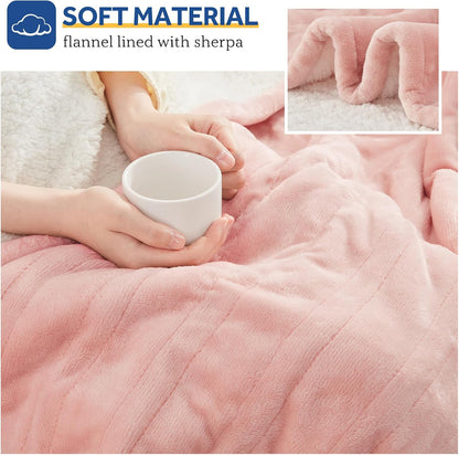 Sealy Electric Throw Blanket Heated Flannel & Sherpa Auto Shutoff 50"x60"