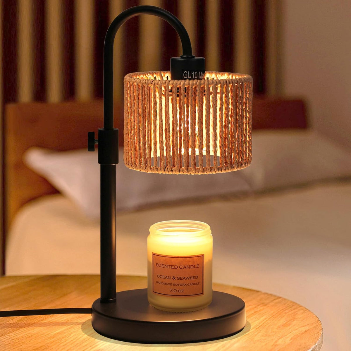 FINCMY Candle Warmer Lamp with Timer, Adjustable Height Candle Wax Warmer Candle Lamp Warmer for Jar Candles, Home Decor House Warming Gifts Compatible with Various Candles (Linen)