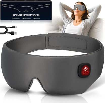 Silk Cordless Heated Eye Mask, Washable Heat Eye Compress for Dry Eye Electric Eye Heating Pad Warm Eye Mask for Eye Fatigue Stye Sinus Blepharitis MGD Gifts for Men Women