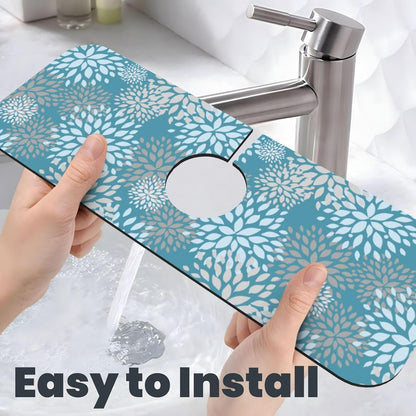 Wildflowers Floral Flower Kitchen Sink Splash Guard Faucet Mat Super Absorbent Fast Drying Mat Sink Gadgets-Fast Drying Pad Sink Mat For Kitchen Bathroom (15" X 5.5" )