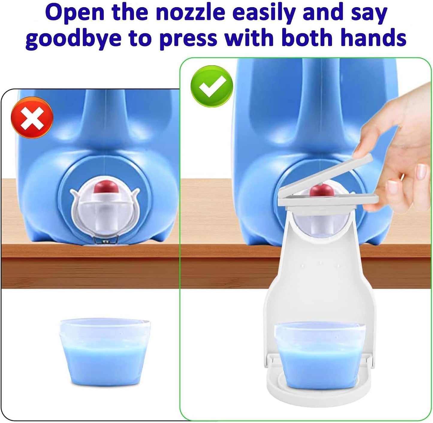 2 Pack DelloidMaz Laundry Detergent Dispenser Cup Holder, Drip Catcher Tray, Nozzle Botton Upgraded, Labor-Saving Switch, No More Mess or Leaks