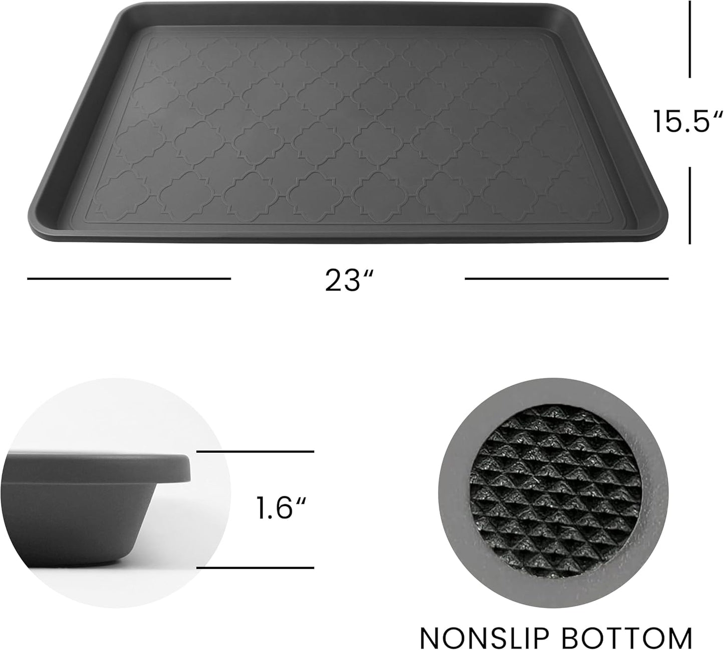WATANIYA PET Boot Tray for Entryway Indoor, Heavy Duty Shoe Mat Tray 2 Packs, 16.7"x12.8" Waterproof Shoes Trays with Raised Edge, Outdoor Multi-Purpose Mats for Boots, Garden, Pets