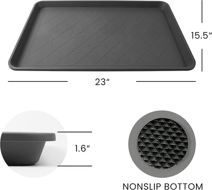 WATANIYA PET Boot Tray for Entryway Indoor, Heavy Duty Shoe Mat Tray 2 Packs, 16.7"x12.8" Waterproof Shoes Trays with Raised Edge, Outdoor Multi-Purpose Mats for Boots, Garden, Pets