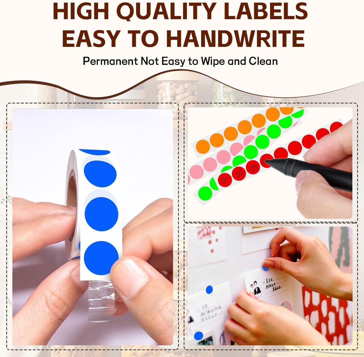 1/2 Inch Round Sticker,4 Rolls 2000Pcs Small Dot Stickers Color-Code Dots | Red+Yellow+Blue+Green 1.3cm Small Stickers Round Color Coding Circle Dots Stickers, Roll Dot Sticker Label for Office Home