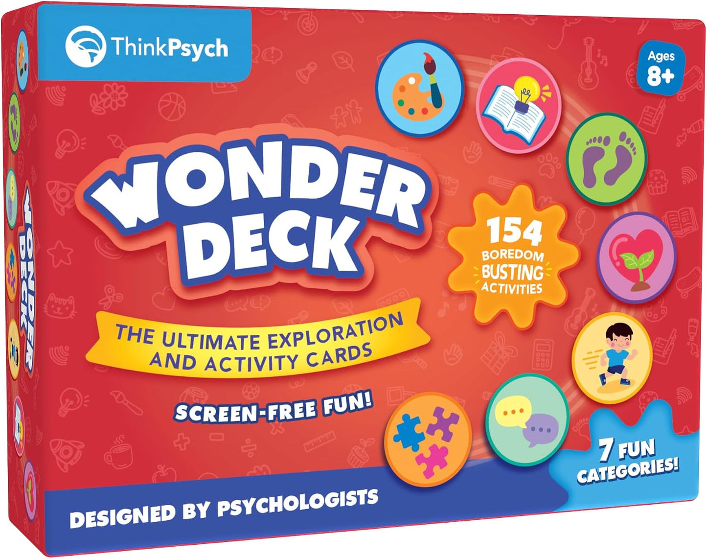 ThinkPsych WonderDeck - 154 Independent Activities for Kids | Educational Card Deck | STEM - Science, Creative Arts & Movement Play | Gift for Boys & Girls | Boredom Buster