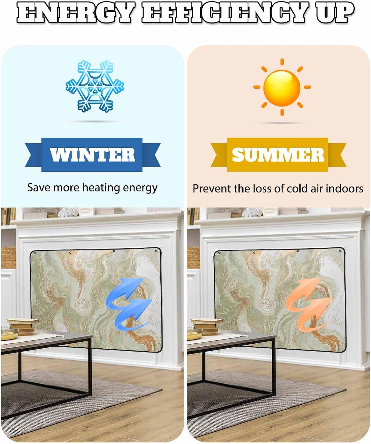 Magnetic Fireplace Cover Sage Green Marble Fireplace Screen Decorative Abstract Fluid Art Insulation Fireplaces Blocker Blanket Save Energy Fireplaces Draft Stopper Covers for Living Room 36x30 Inch