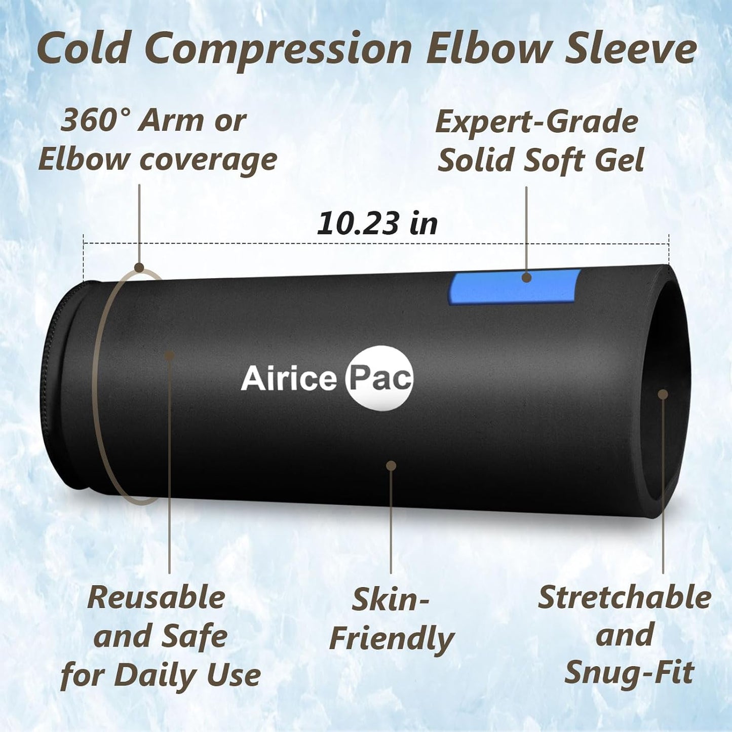 AiricePac Elbow Ice Pack Wrap, Tennis Golfers Sleeve For Arm and Calf Injuries Reusable, Cold Compression for Pain Relief