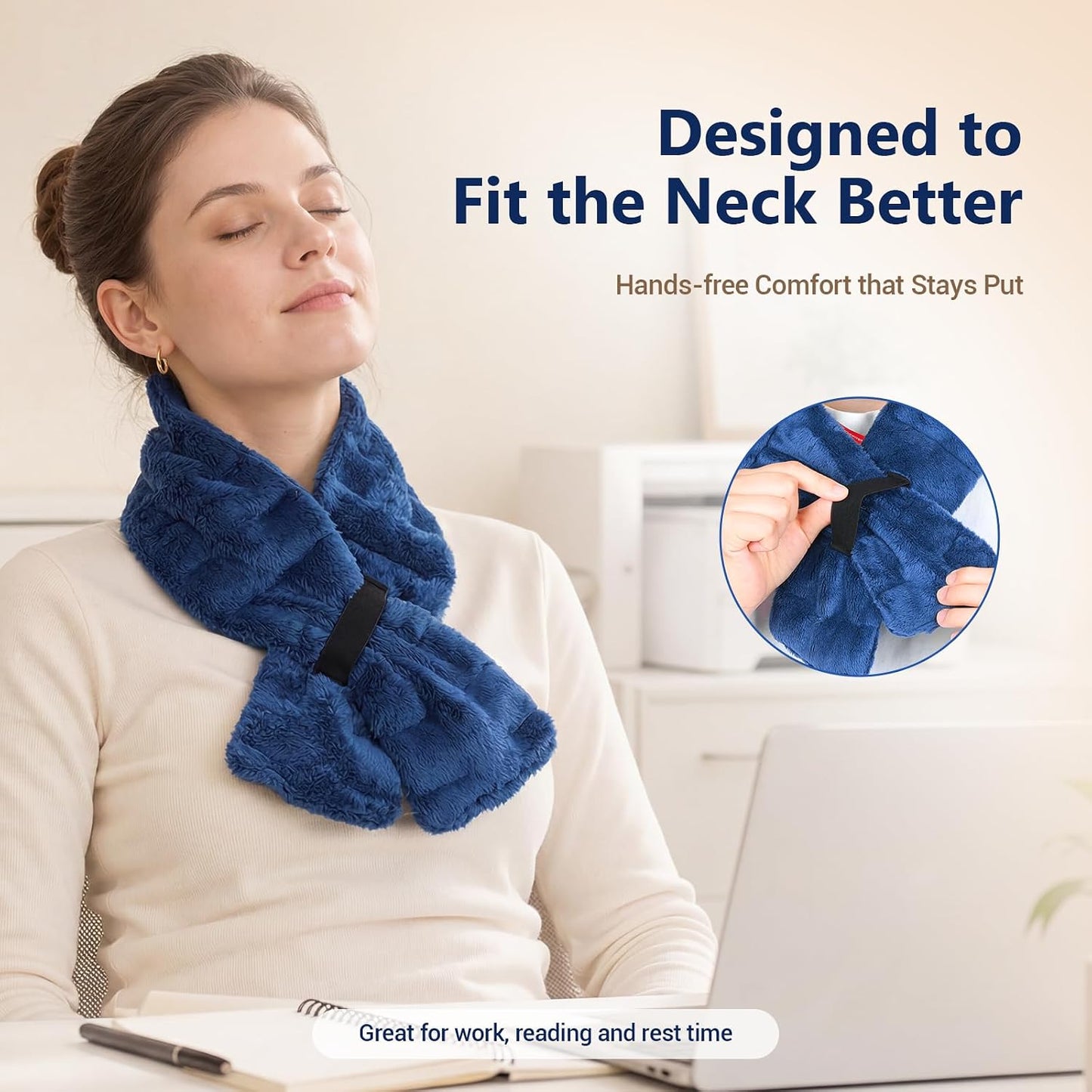 Comfytemp Microwave Heating Pad for Neck Pain Relief, Deep Moist Heat Pad Neck Wrap Warmer, 33"×4" Microwavable Weighted Hot Compress for Muscle Tension, Stiffness, Soreness for Women Men Senior Relax