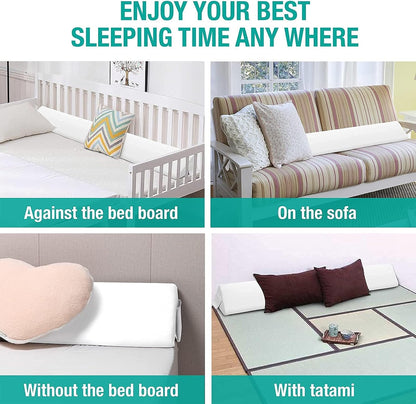 Vekkia Full Bed Wedge Pillow Gap Filler,Mattress Wedge Fill Bed Gap (0-6") | Wedge Pillow headboard for Gap Between Headboard&Mattress, Removable Cover (White 54"x10"x6")