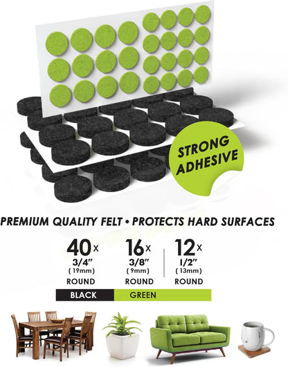 Slipstick Gorilla Felt Furniture Pads (189 Piece Variety Pack) Premium Furniture Pads & Chair Leg Floor Protectors for Hardwood Floors & Hard Surfaces