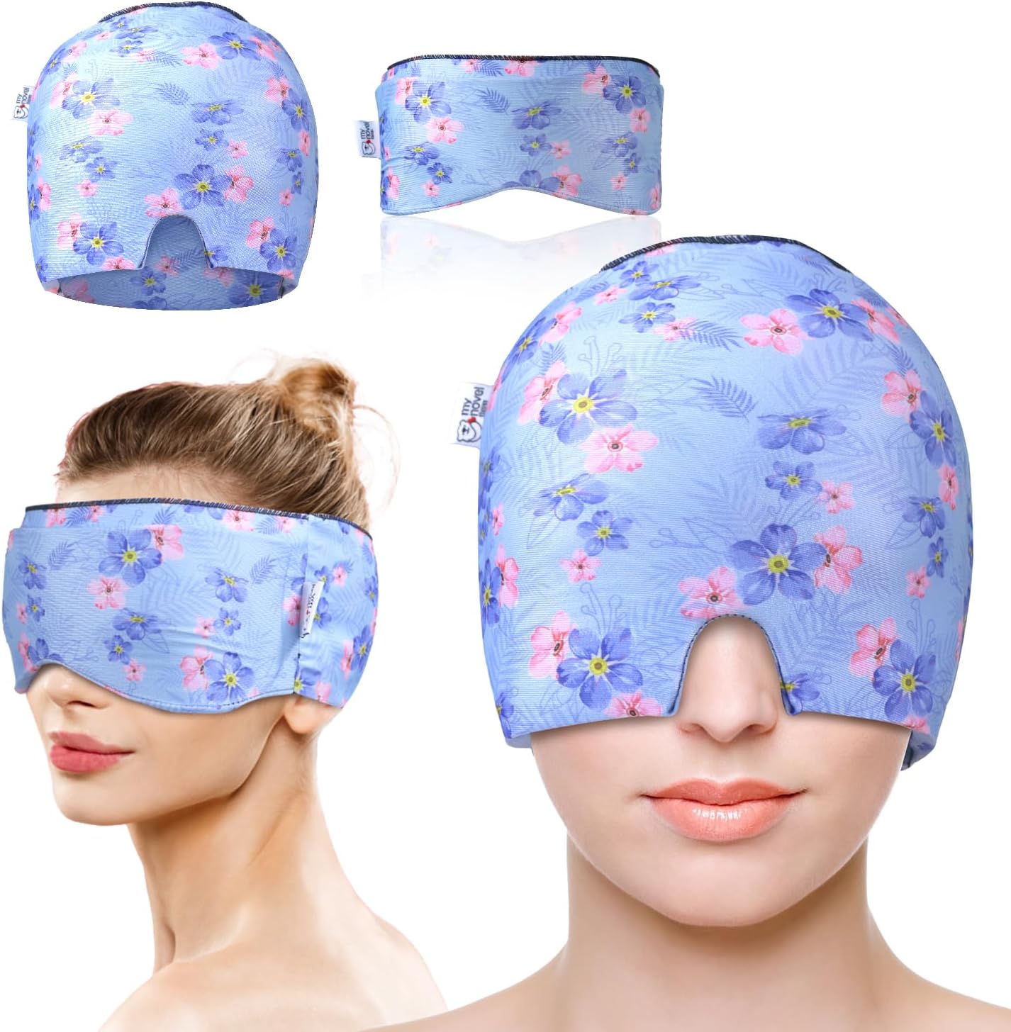 my novel things Migraine Relief Cap, Gel Cooling 2 Pack Set, Headache Relief with Hot/Cold Ice Cap, Instant Headache Relief, Reusable Ice Pack for Stress Sinus Relief Migraine Mask Gift for Women Man