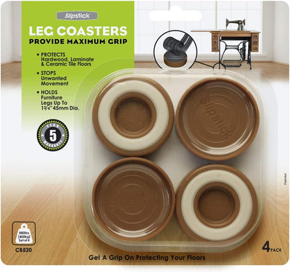 Slipstick CB520 Furniture Caster Cups / Floor Protector Coasters for Furniture Feet (Set of 4 Grippers) 1-3/4 Inch Round - Caramel