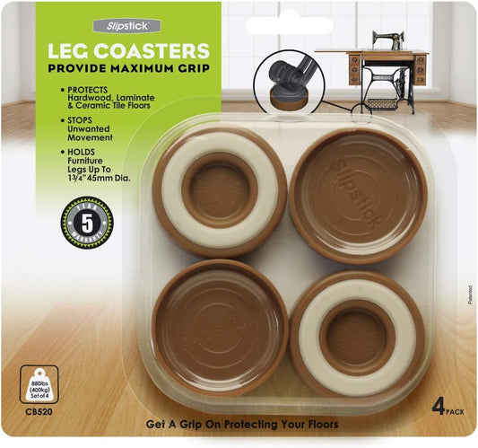 Slipstick CB520 Furniture Caster Cups / Floor Protector Coasters for Furniture Feet (Set of 4 Grippers) 1-3/4 Inch Round - Caramel