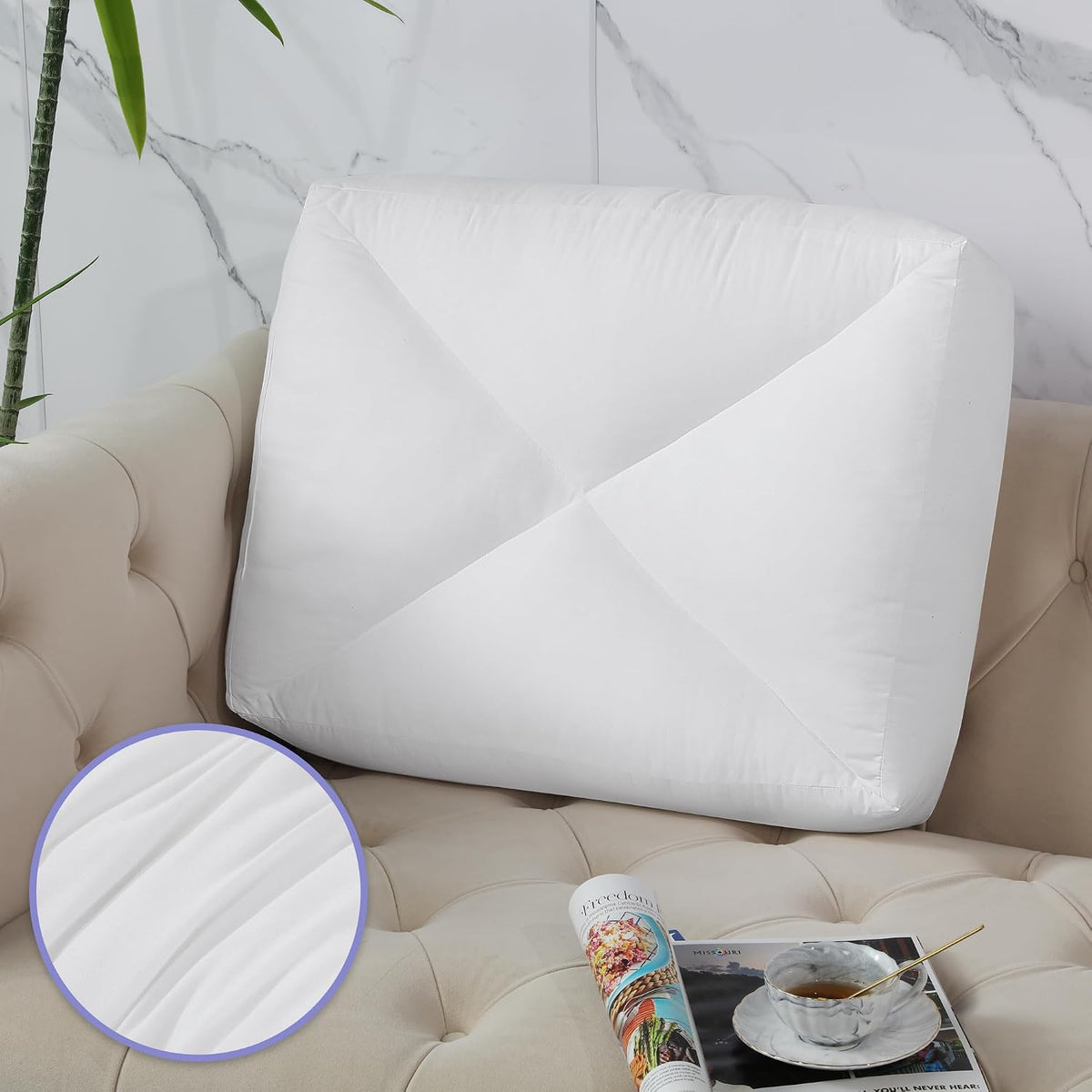 HOMBYS Shredded Foam Couch Back Cushions Replacement, Stuffing Fill Removable Sofa Back Waist Cushions, Lumbar Support Pillow 1 Pack, Supportive & Durable (27.5"x18"x5")