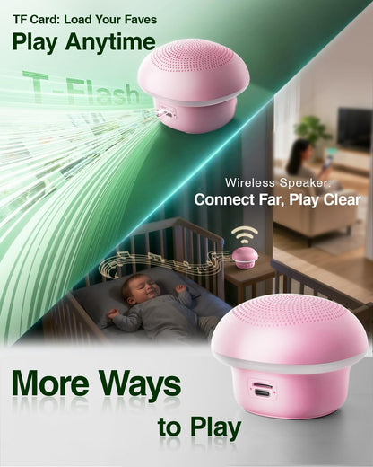 Portable White Noise Sound Machine for Baby Kids Adults, 20 Natural Soothing Sounds, 48H Battery Playback, 30 Volume Levels, 3 Timers, Memory Function & Soft Night Light for Sleep, Home, Travel, Mini