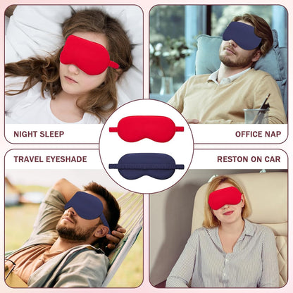 Amrules Sleep Mask Set of 2, Adjustable Silk Eye Mask for Sleeping, Soft Sleeping Eye Shade Cover for Women, Good for Blocking Light, Reducing Puffiness, Enhancing Sleep Quality (Blush Pink & Black)