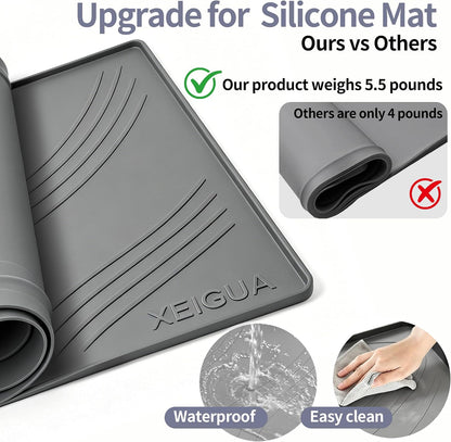 Washing Machine Pan, Drain Pan, Large 33×30/4 LBS Silicone Drain Pan, Waterproof Non-Slip Drip Tray with Raised Edge, Anti-Vibration Floor Leak Protector for Washer, Dryer and Laundry Room